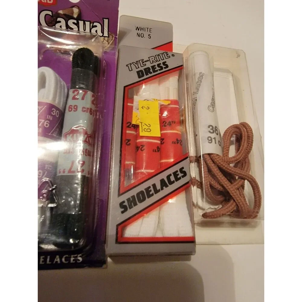 Lot Of 7 Shoelaces Casual Vintage Laces Various Sizes And Colors Blk Brown‎ Wht